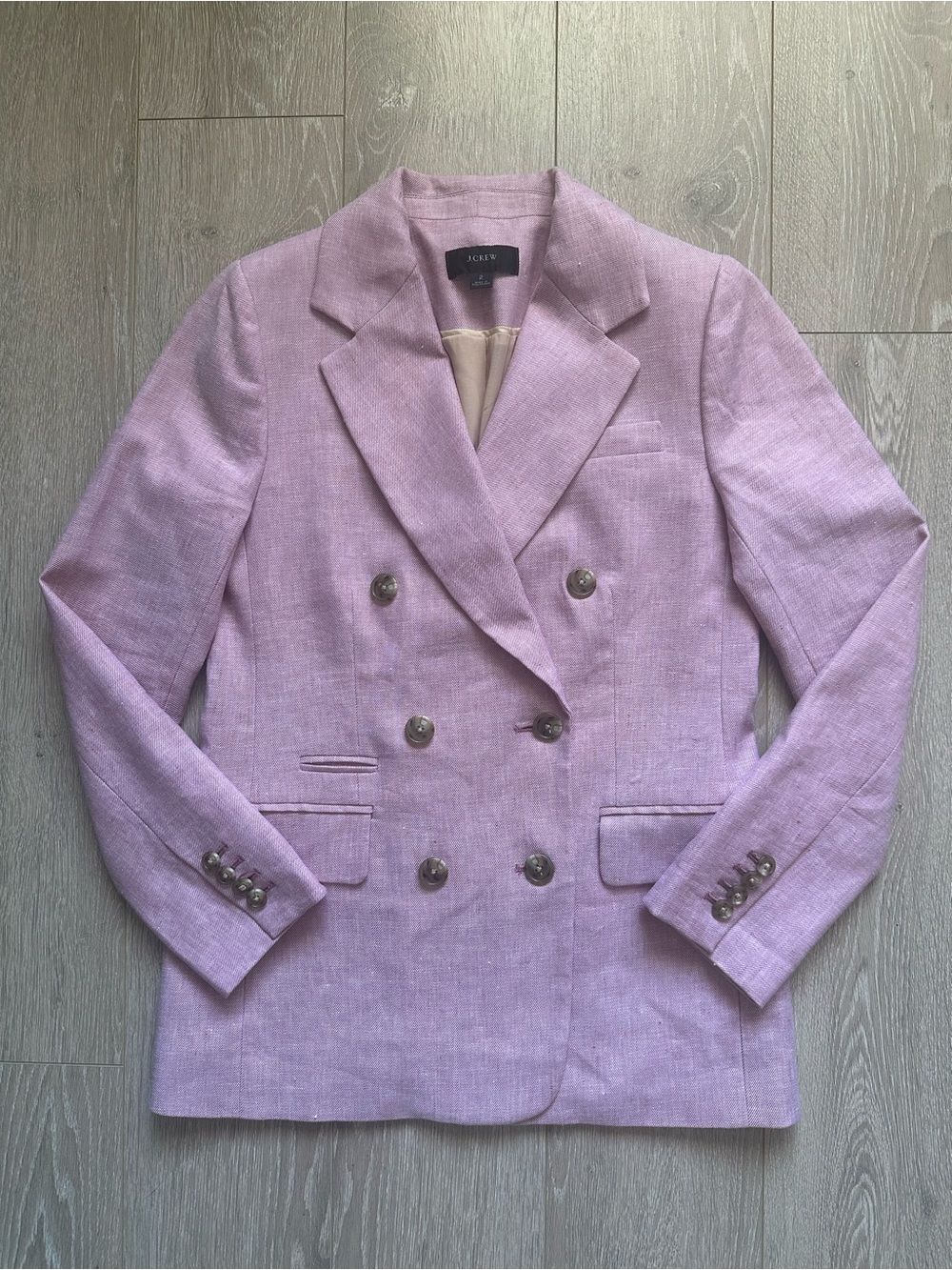 J. Crew Women’s Bristol Blazer In Stretch Linen Blend Weathered Rose White Sz 2